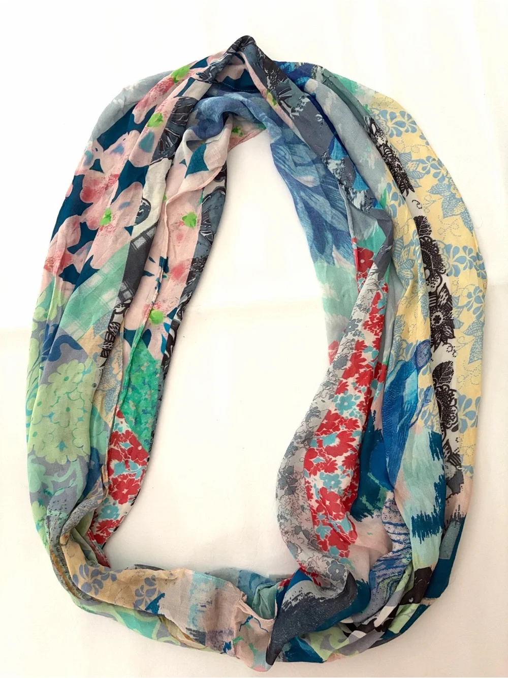 Anthropologie Susannagh Grogan Infinity Scarf Cashmere Bland Patchwork Floral